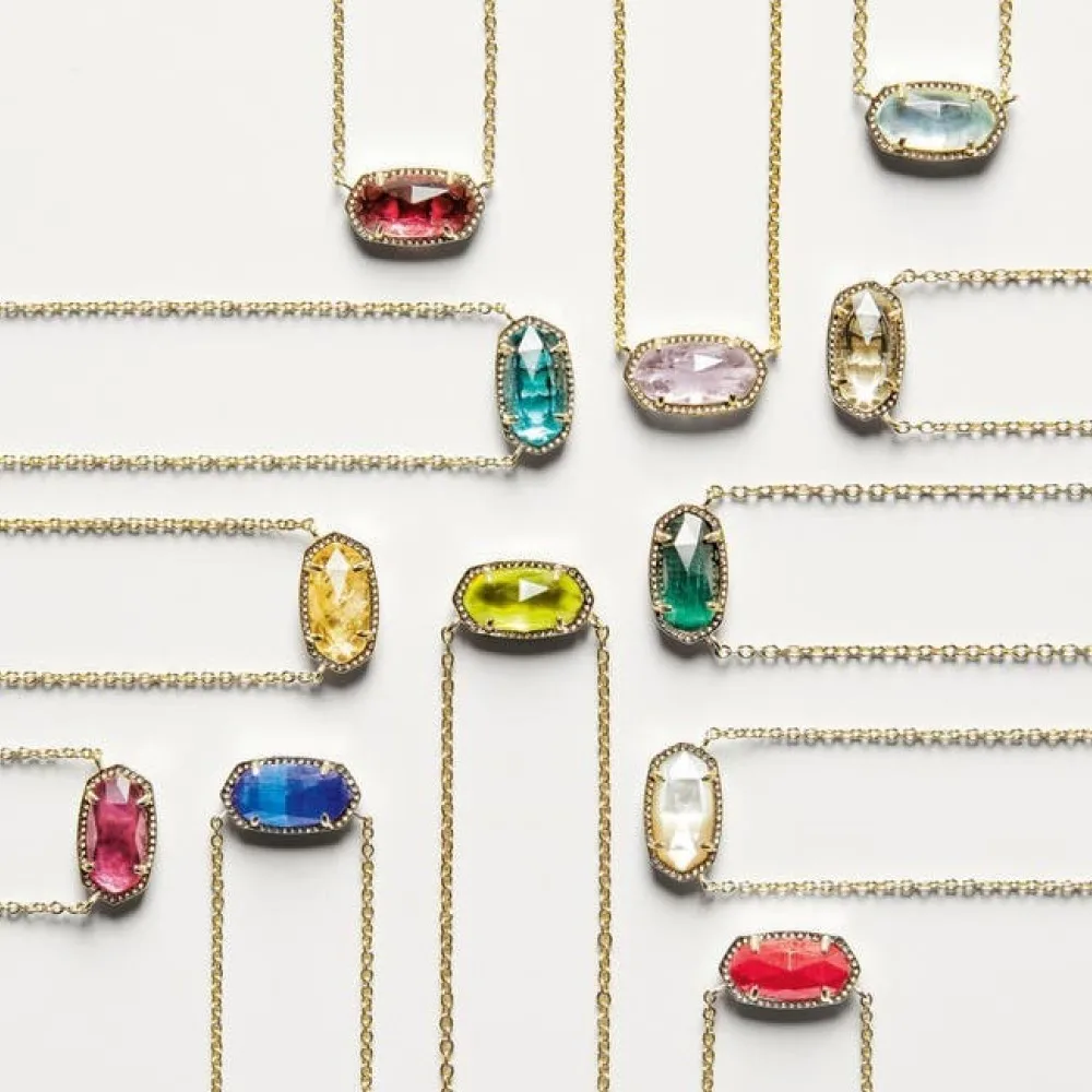 

Fashion Birthstone Necklace Natural Stone Pendant Crystal Gemstone Real Gold Plated Stainless Steel Necklace For Women