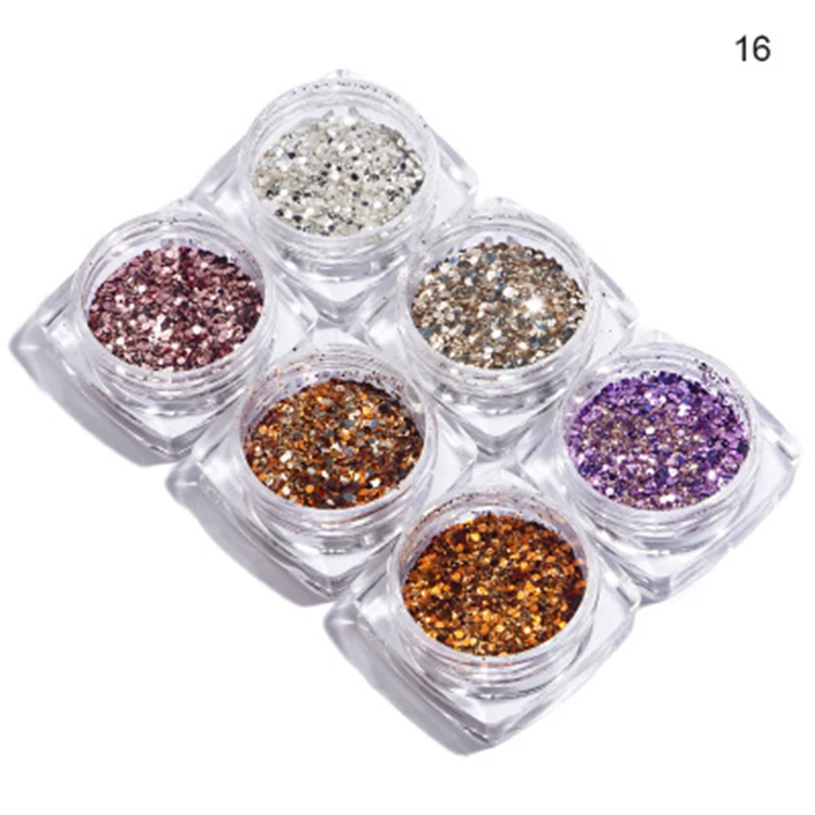 

Nail Art Jewelry Gold And Silver 1G Set 6 Color Mixed Irregular Small Sequin Glitter