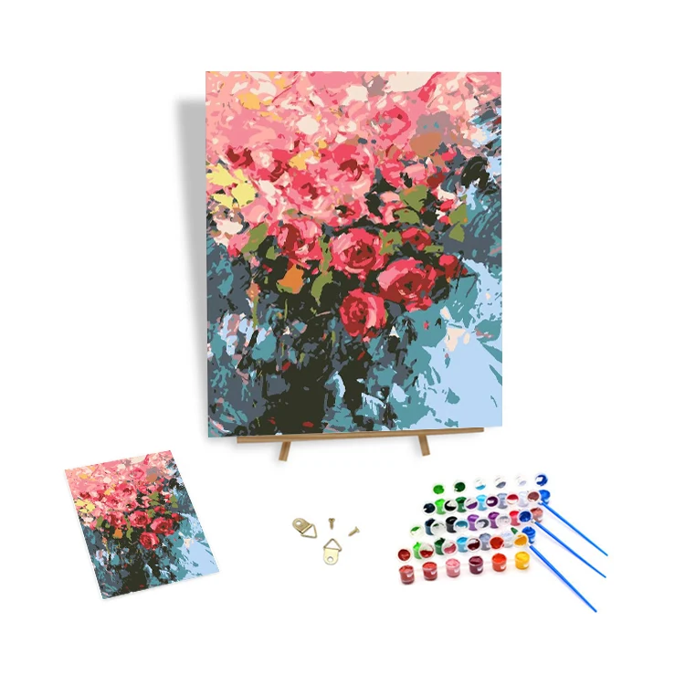 

High Quality Painting by Numbers Abstract Flower Handmade DIY Oil Paint by Numbers for Adults