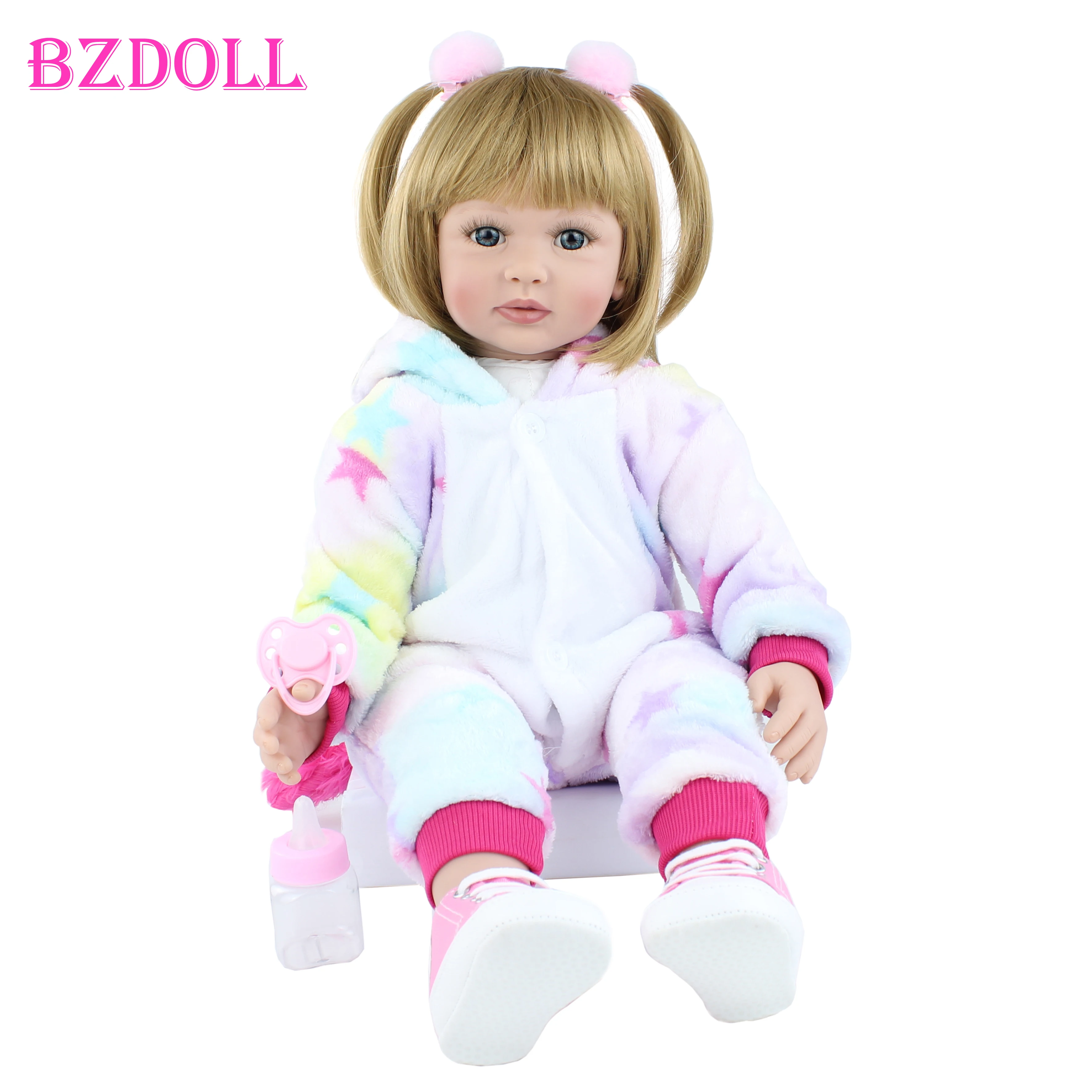 

60 CM Silicone Reborn Toddler Doll Toys Cloth Body Lifelike Princess Babies Blonde Bebe Girls Bonecas Child Birthday Gift
