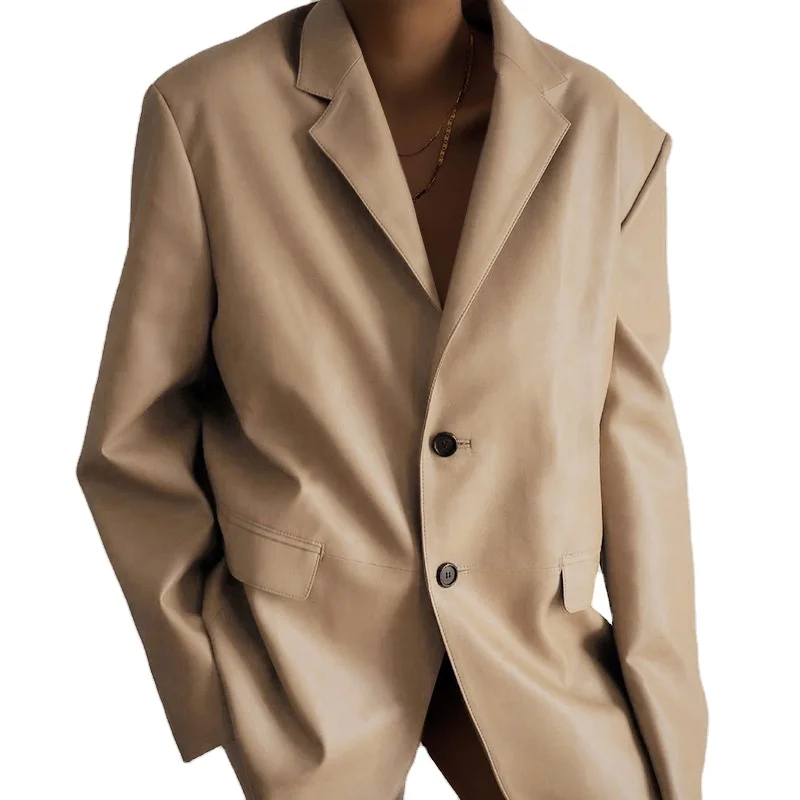 

PU leather suit jacket female 2021 women's temperament single-breasted new small suit fall 2021 women clothes, Customized color