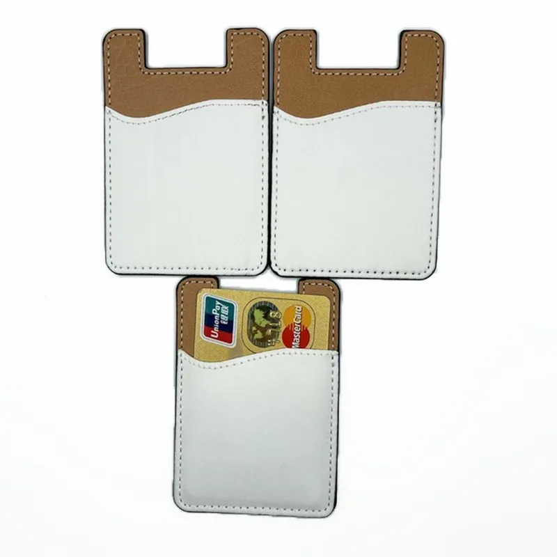 

Sublimation phone card holder one sided PU leather blank mobile card holder adhesive cellphone card cover