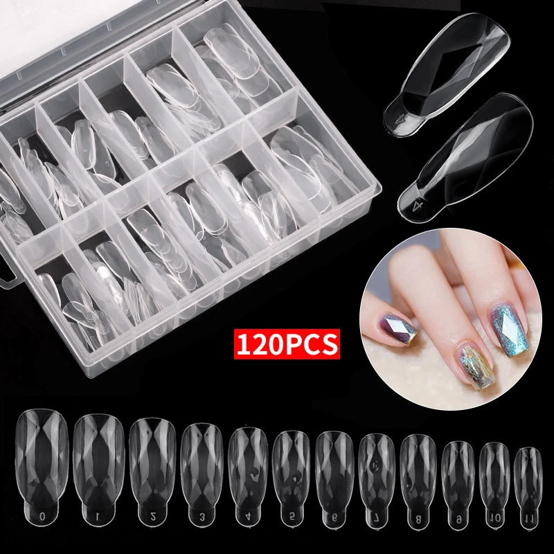 

Wholesale Acrylic Nail Tips Mould Extension Quick Building Poly Nail Gel Tools Full Cover Clear False Nails Model, Multi-color