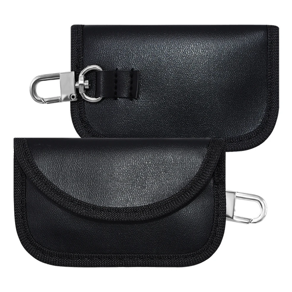

Black PU 11*6.5cm Faraday Key Fob Protector RFID Key Fob Pouch