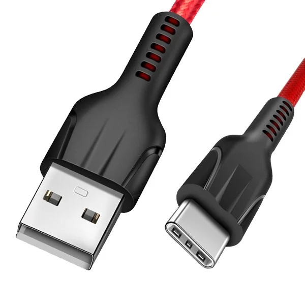 

usb c type cable nylon braided reliable fast charging usb c data cables, Black (spoot goods) / red