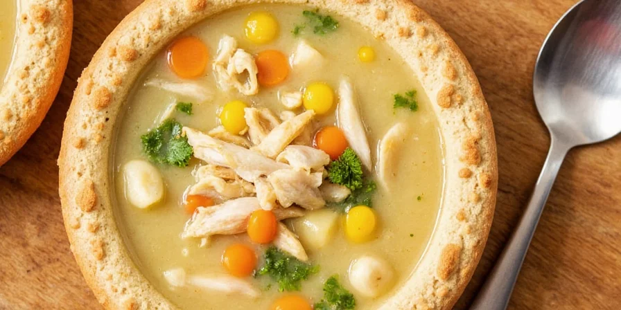 Spice chart for chicken soup with icons and flavor notes