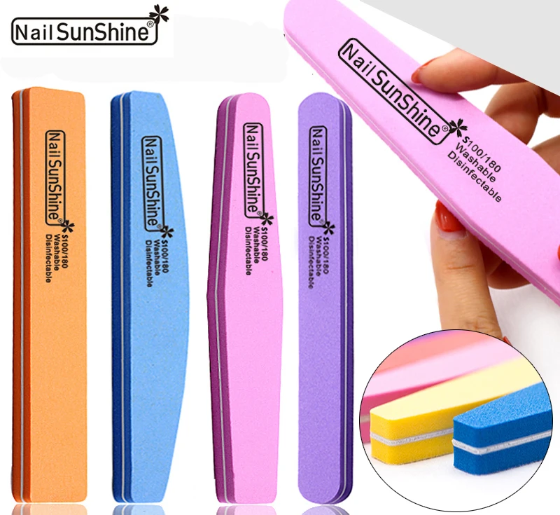 

Waterproof washable factory wholesales 6 colors nail files high elastic sponge nail buffer 100/180grit 2 sides emery, Pink,blue,gray,purple,yellow,orange,black