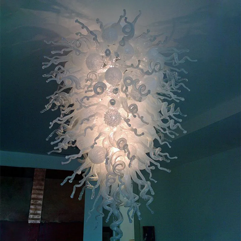 

White Fancy Italian LED Hand Blown Glass Ceiling Chandelier Lightings for Hotel Lobby Staircase, Customized