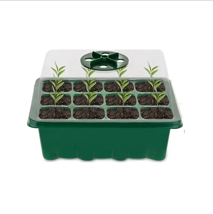 

Newly Factory Plant Plastic Breathable Cover Nursery Pot Grow Box 6 Cell 12 Cell Germination Seeding Plate Seedling Tray, Transparent, black, white, green, etc