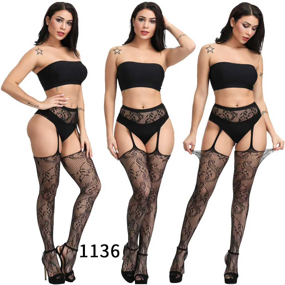 

Factory direct women net stocking thigh high socks harness bra outfit garter belt, As picture