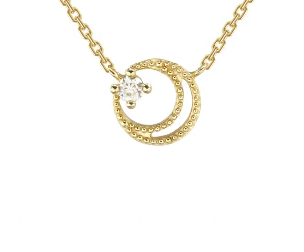 

9K Solid Gold Moissanite Hollow Moon Pendant Necklace, Yellow gold