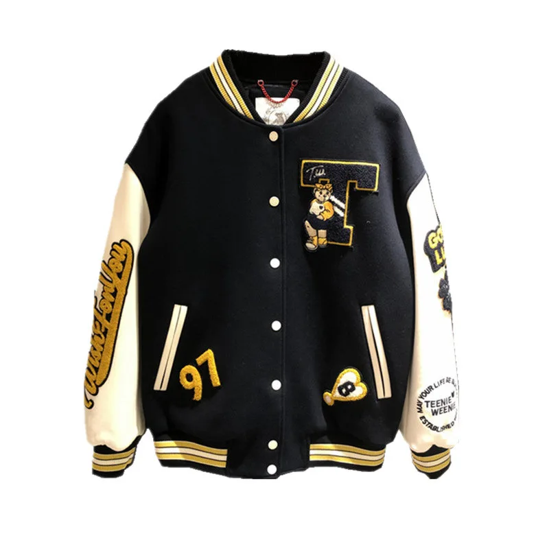 Wholesale Women's Cotton Crop Baseball Varsity Jacket Custom Stand Collar Reversible Breathable Pattern Decorated XL 4XL