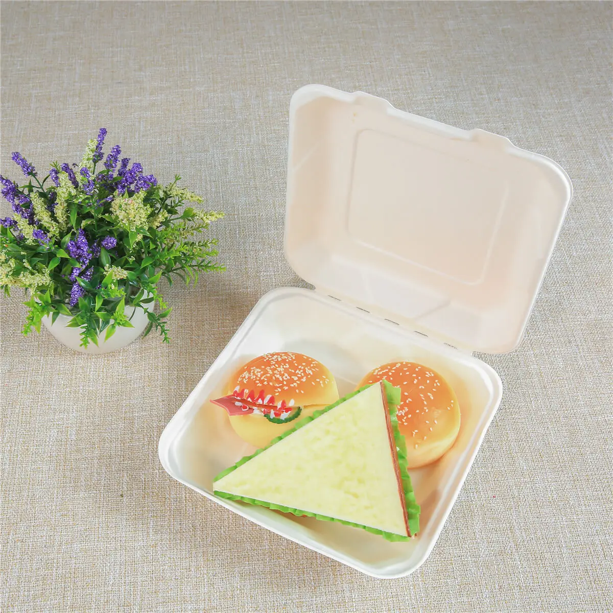 

Lunch Meal Takeaway Food Container Disposable Box, Unbleached and bleached