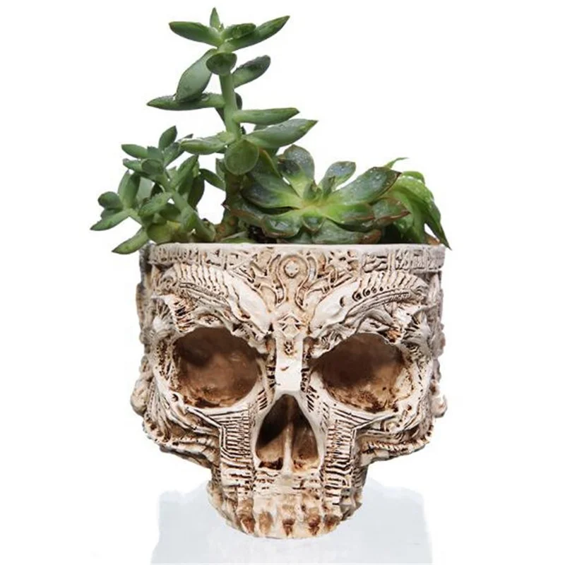 

Resin New Style Creative Indoor Skullcandy Shaped Garden Pots Fashionable Personality Practical High Quality Planters, Brown