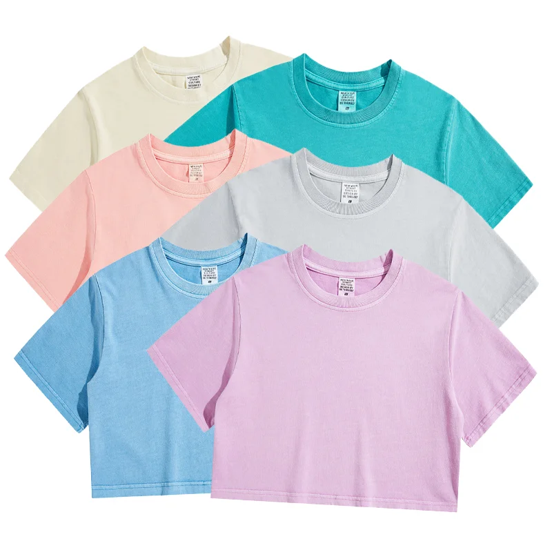 

Summer 100%Cotton Wash Streetwear Sexy Women Crop Top