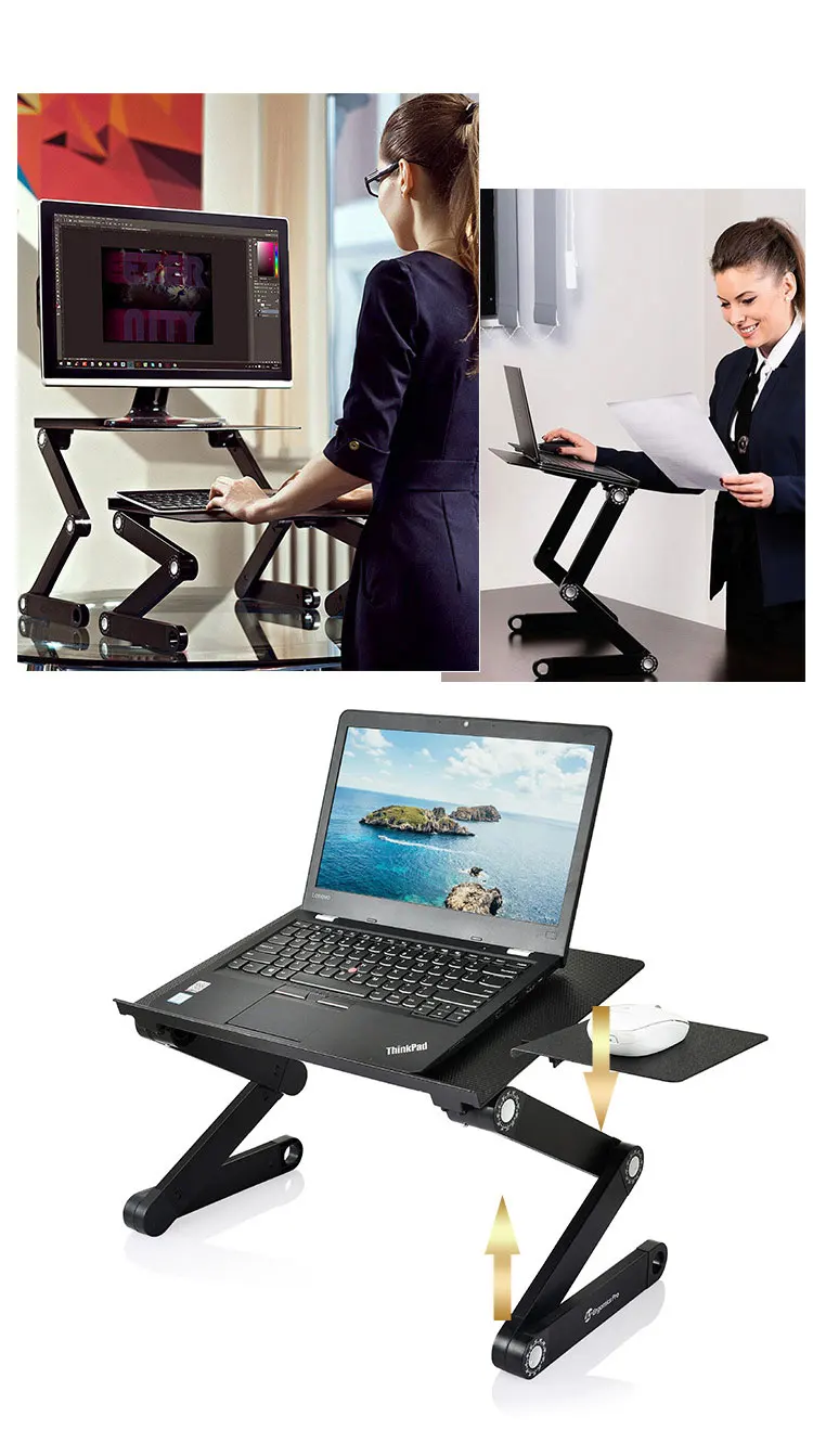 Details about   Laptop Portable Desk Adjustable Ergonomic Aluminum Table and Bed Stand Tray K 