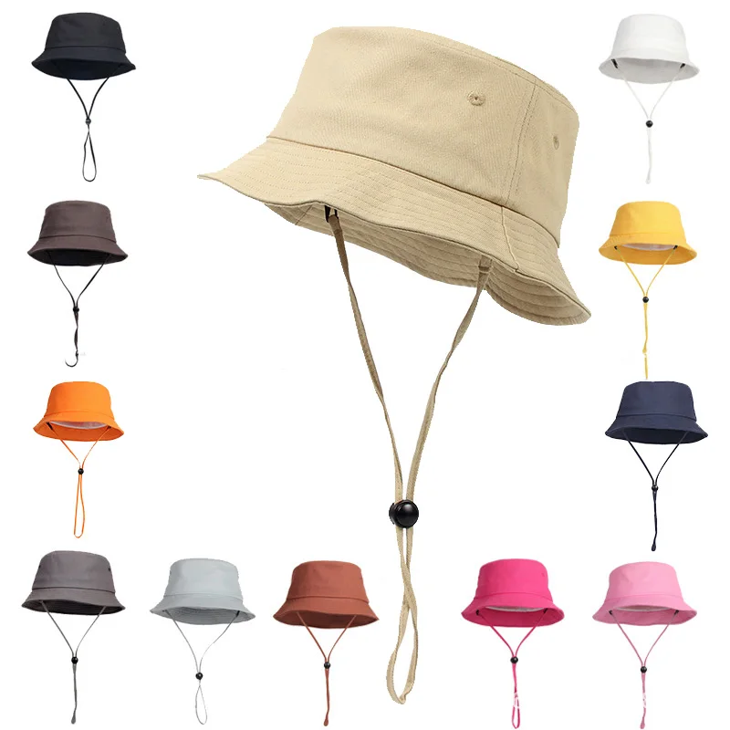 

RTS Adjustable Sun Hat UV Protection Summer Blank Plain Wide Brim Fisherman Hat Bucket Hat Custom