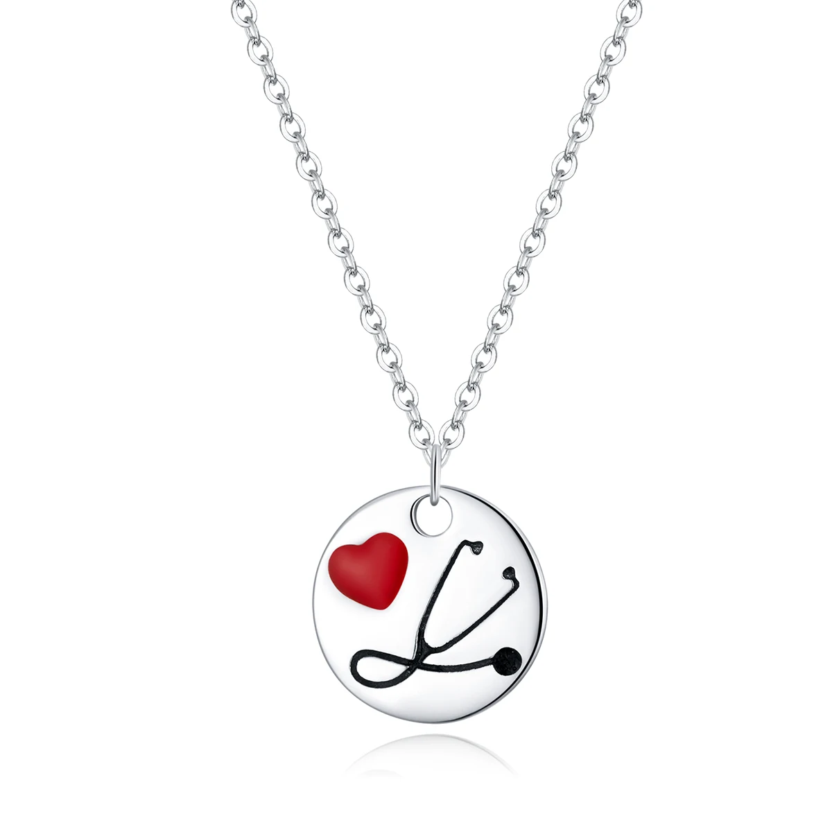 

Simple love stethoscope 925 silver pendant necklace
