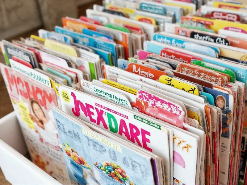 Organized craft magazine collection with color-coded tabs