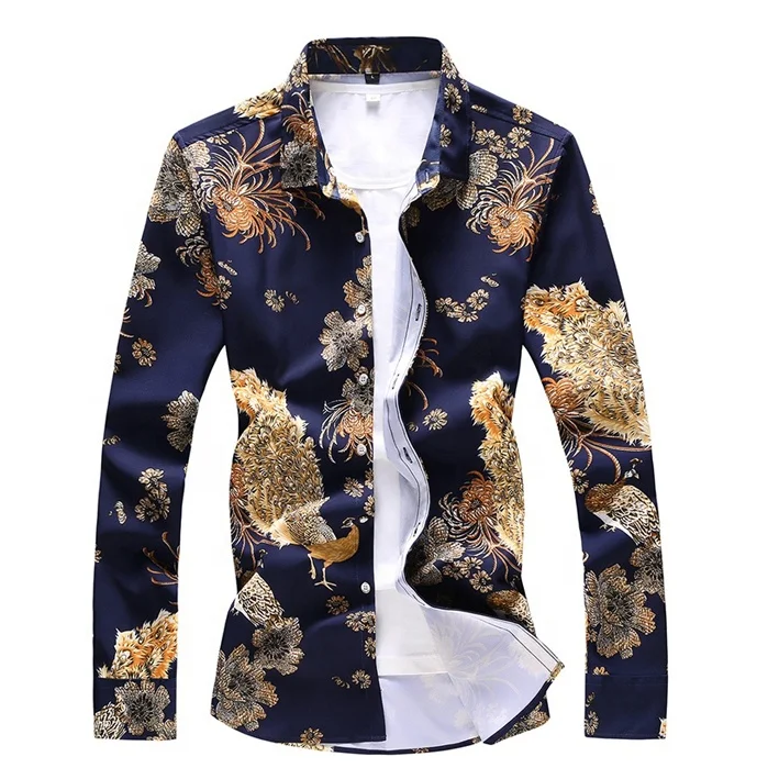 

High Quality Men's Shirt Mercerized Cotton Digital Printing Slim Fit Long Sleeve Breathable2021 Wholesale Men Bespoke Hand Made