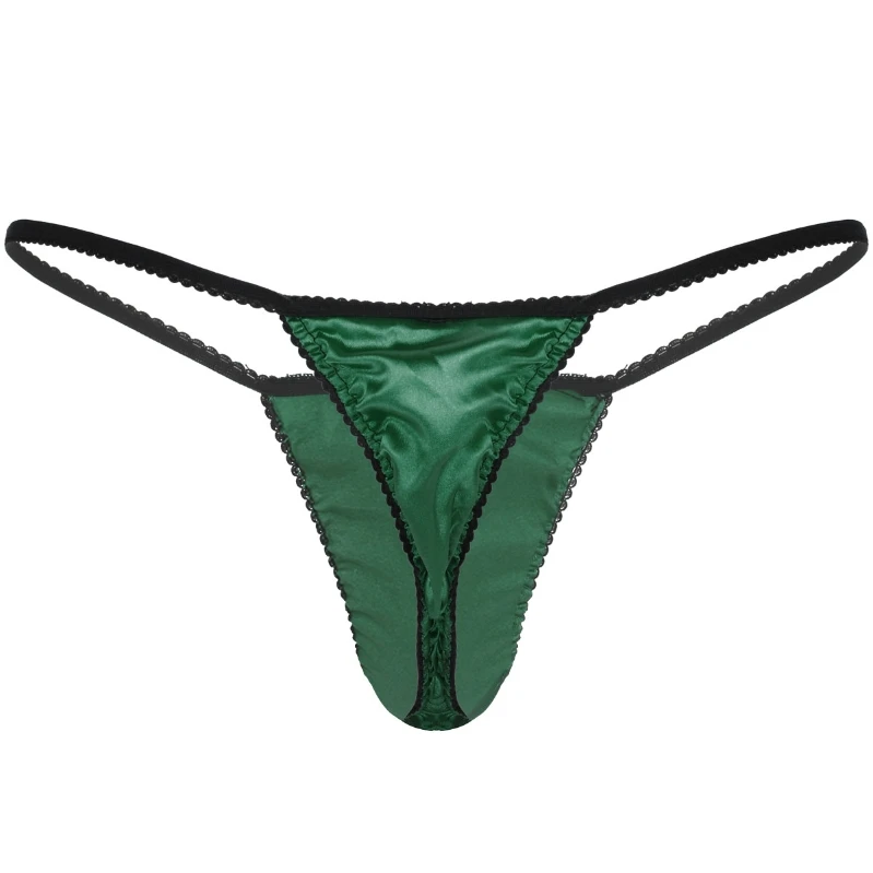 

Hot Sale Mens Pink Underwear Mens Silky Satin Low Rise Bulge Pouch Bikini Briefs Sissy Panties T Back