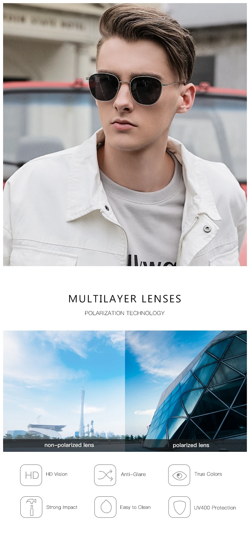2021 UV400 Vintage Classic Polarized Mirrored Sun Glasses Men Round Retro Popular Metal Sunglasses For Men
