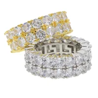 

GOLD SILVER plated size 8 9 10 double row cz cubic zirconia engagment men ring