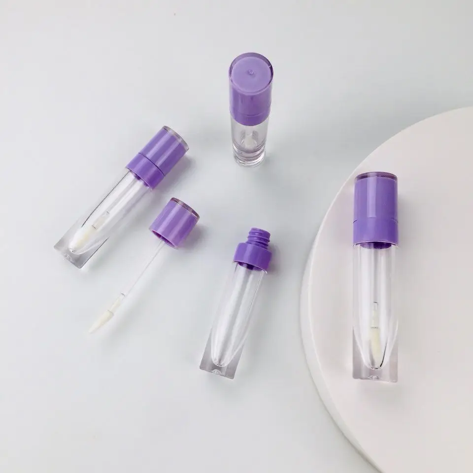 6ml Hotsale Empty Lip Gloss Tube Container Pink Purple Black Lids