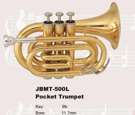 
Colorful Musical Instruments Bb Key Pocket Trumpet ABC1406/1406N/1406RD/1406BL/1406PU 
