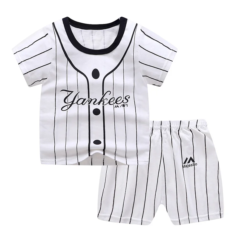 

Summer new cotton children's suit boys and girls short-sleeved shorts two-piece suit, Picture shows