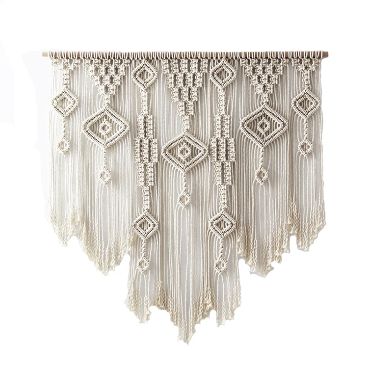 

woven cotton wall art macrame bohemian wedding home decoration hanging tapestry big, White,pink,brown or customized