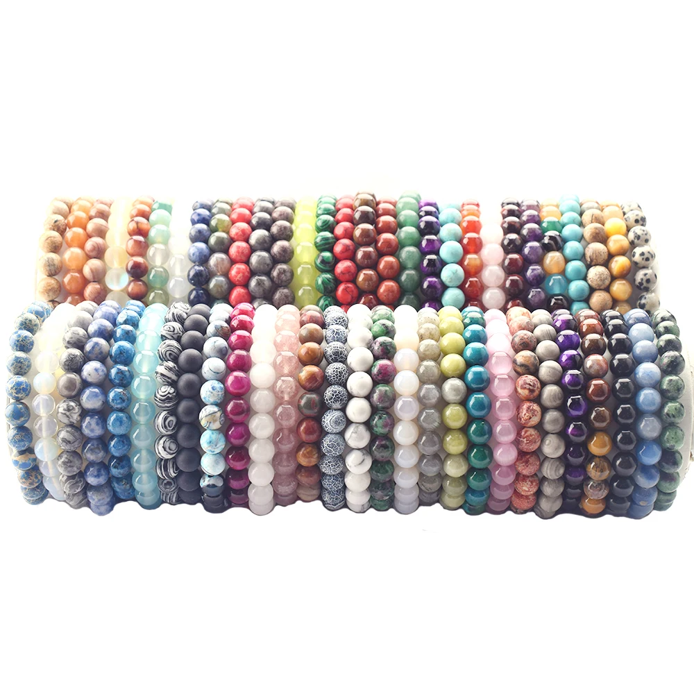 

Wholesale Jewelry for Women Men Natural Stone Quartz Crystal Bead Bracelets 6mm 8mm 10mm Agate Beads Handmade Gemstone Bracelets