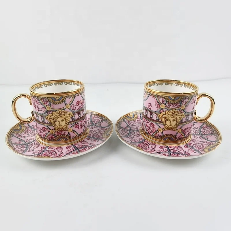 

New Product 2 Cups Western Europe Luxury Ceramic Coffee Sets Porcelain Tea Porcelain Cups and Saucers