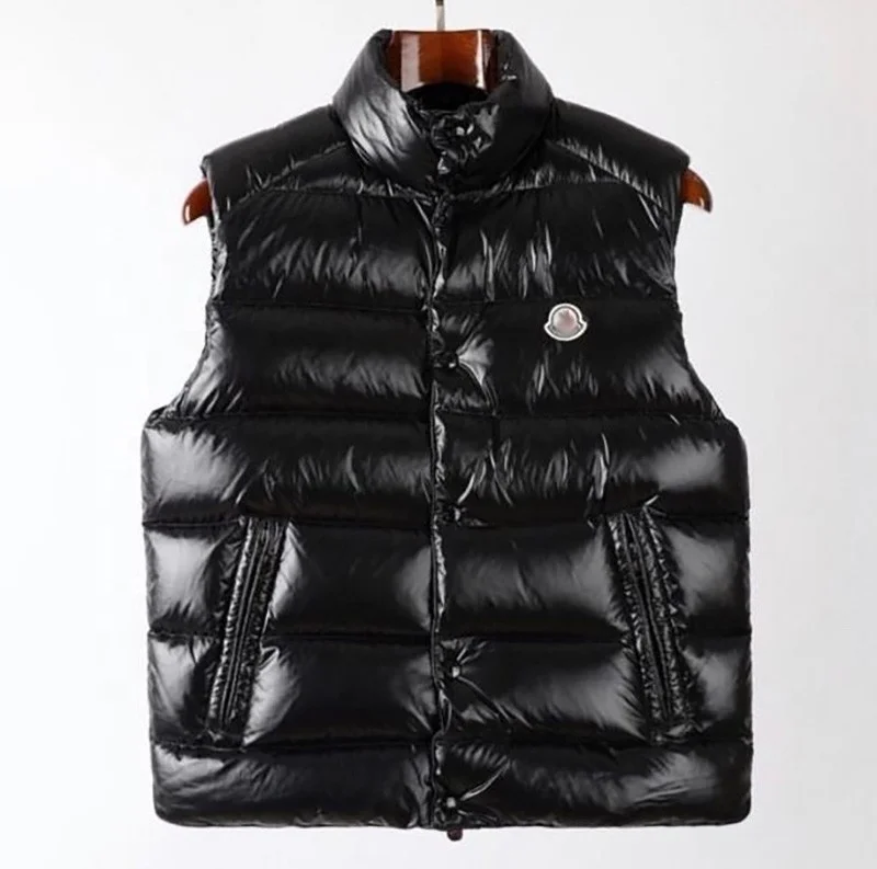 

Winter New Fashion Wholesale Glossy White Duck Down Thick Puff Jacket Men's Vest