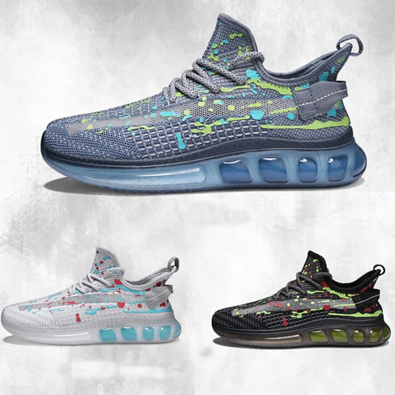 

Men Running Sport Shoes Hot Sales Outdoor Casual Mesh Breathable Sneaker New Arrival Shoes From China, Black blue grey