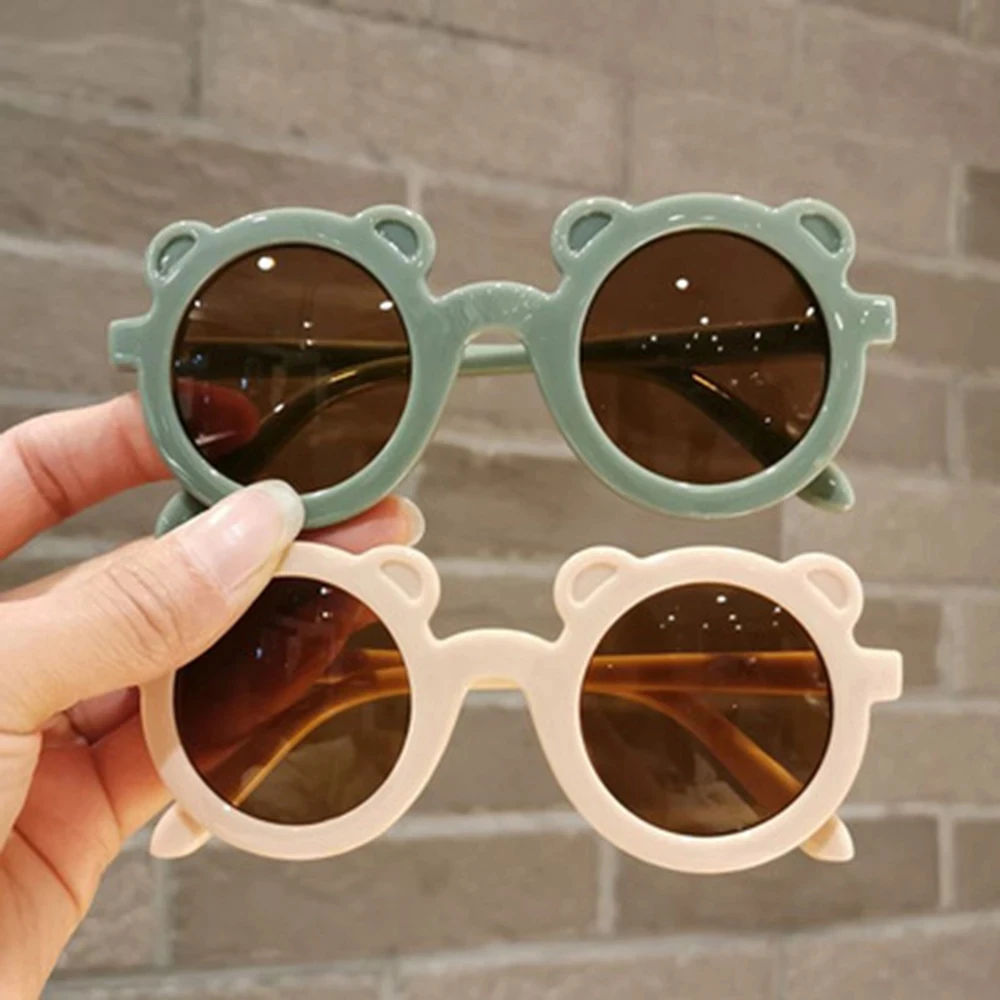 

New Kids Sunglasses Cartoon Bear Shape Girls Boy Children Sun Glasses Round Street Beat Eyeglasses Cute Baby Shades Eyewears UV, Colors