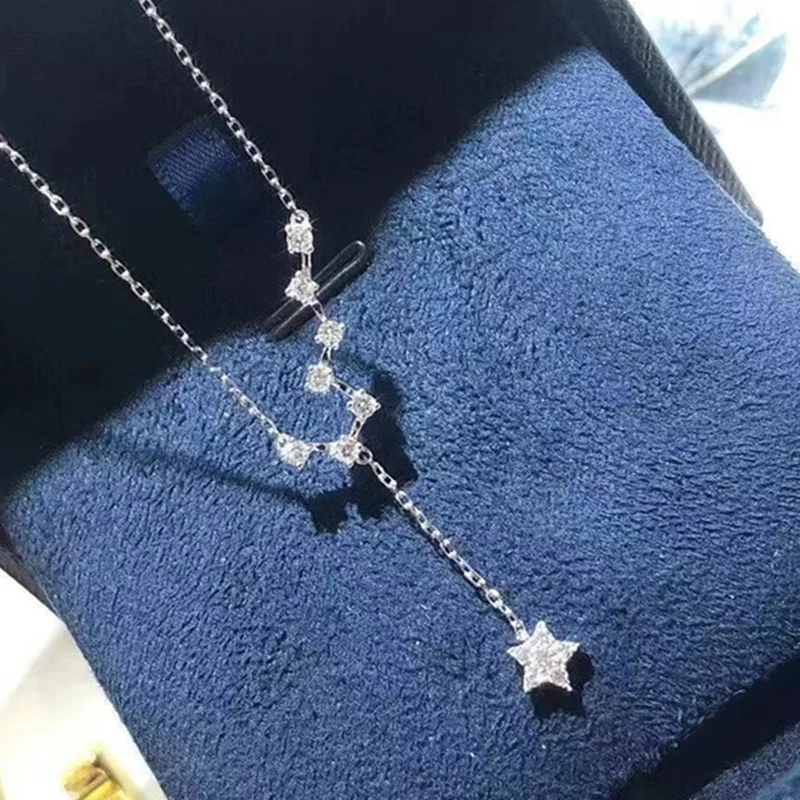 

CAOSHI Simple Shiny Cubic Zircon Star Pendant Necklace Bling Crystal Diamond Clavicle Necklaces for Wedding Party