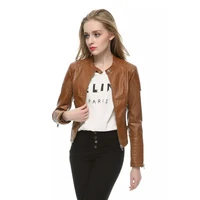 

hot Leather women short jacket pu BROWN leather jacket