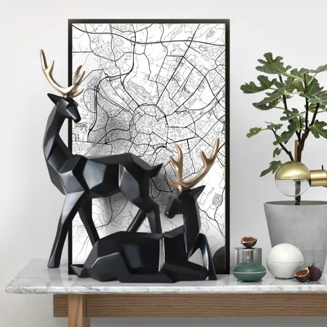 

Vintage black resin deer craft stand statue for Christmas decor