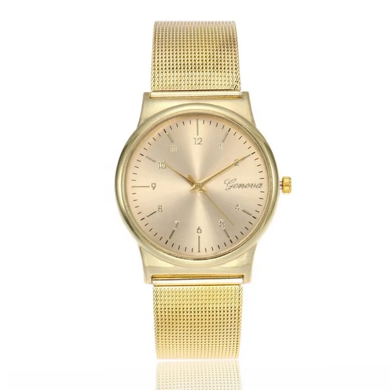 

11108 Hot Sale Attractive Alloy Geneva Quartz Women Wrist Watch Beautiful Lady Steel Mesh Belt Watch, 2 colors