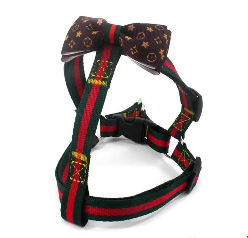 

2021 Wholesale New Design Cute Bow Tie Design Dog Harness and Leash Set