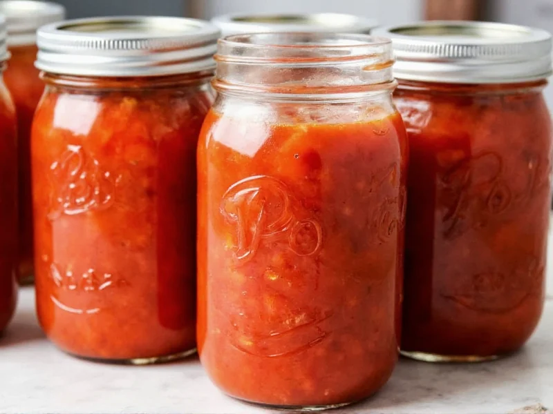 Homemade spaghetti sauce in mason jars for freezing