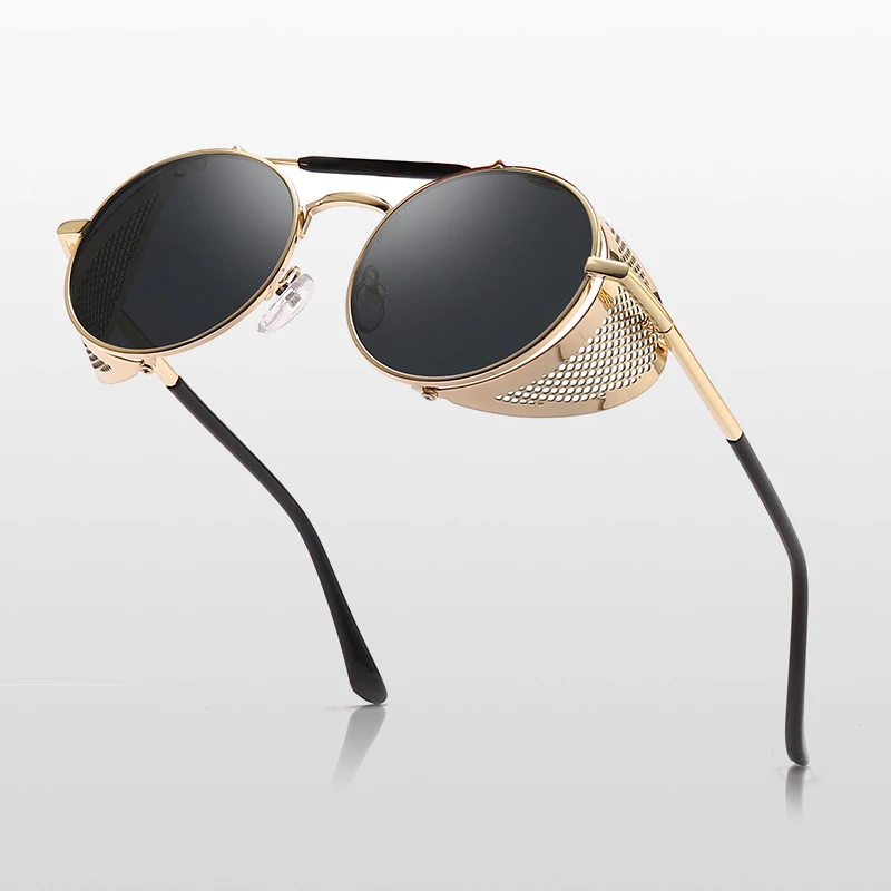 

Retro Round Metal Sunglasses Steampunk Men Women Brand Designer Vintage Glasses Shades UV400