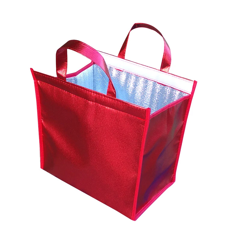 

Promotional Lower MOQ Custom Logo Non-woven Lunch Drinks Ice Cream Insulated Cake Cooler Tote Bag for Food Delivery, Green,black,red,blue,beige or customize