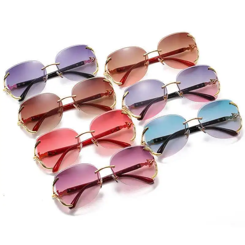 

2021 new arrival fashionable joker rimless metal women sunglasses UV400 frame glasses elegant sunglasses, Any available