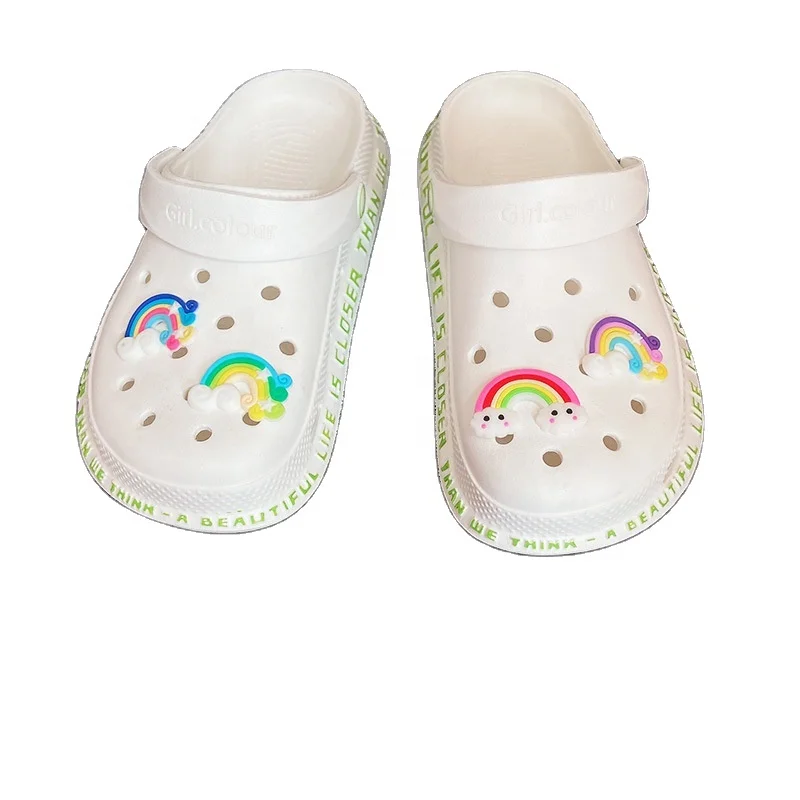 

New cartoon creative rainbow logoPVC beach garden hole shoes charm shoe flower accessories shoe buckle, Customized color