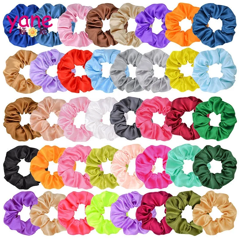 

Wholesale satin silk hair bands and pure hair scrunchies elastic hair ties customize the patterns women ponytail