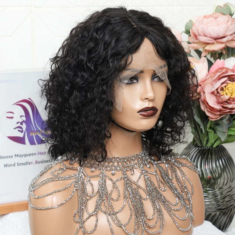 

Vendor Glueless t Part Unprocessed Raw Brazilian Hair Human Wig Short Curly Bob Transparent HD Lace Frontal Wigs for Black Women