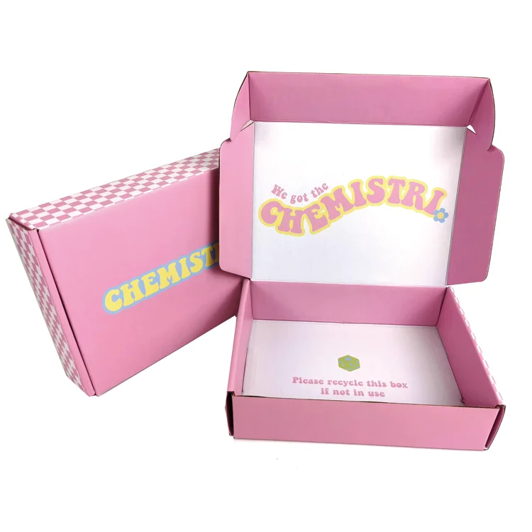 

Hot-Sale Customized Logo Kraft Paper Pink Box Recycled Underwear Folding Mailer Box Corrugated Cardboard Packaging Box