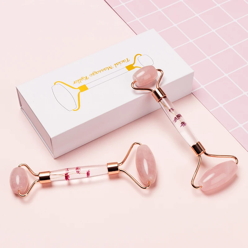 

Factory High Premium Rose Quartz 100% Natural Crystal Jade Stone Jade Roller For Face Massage, Optional